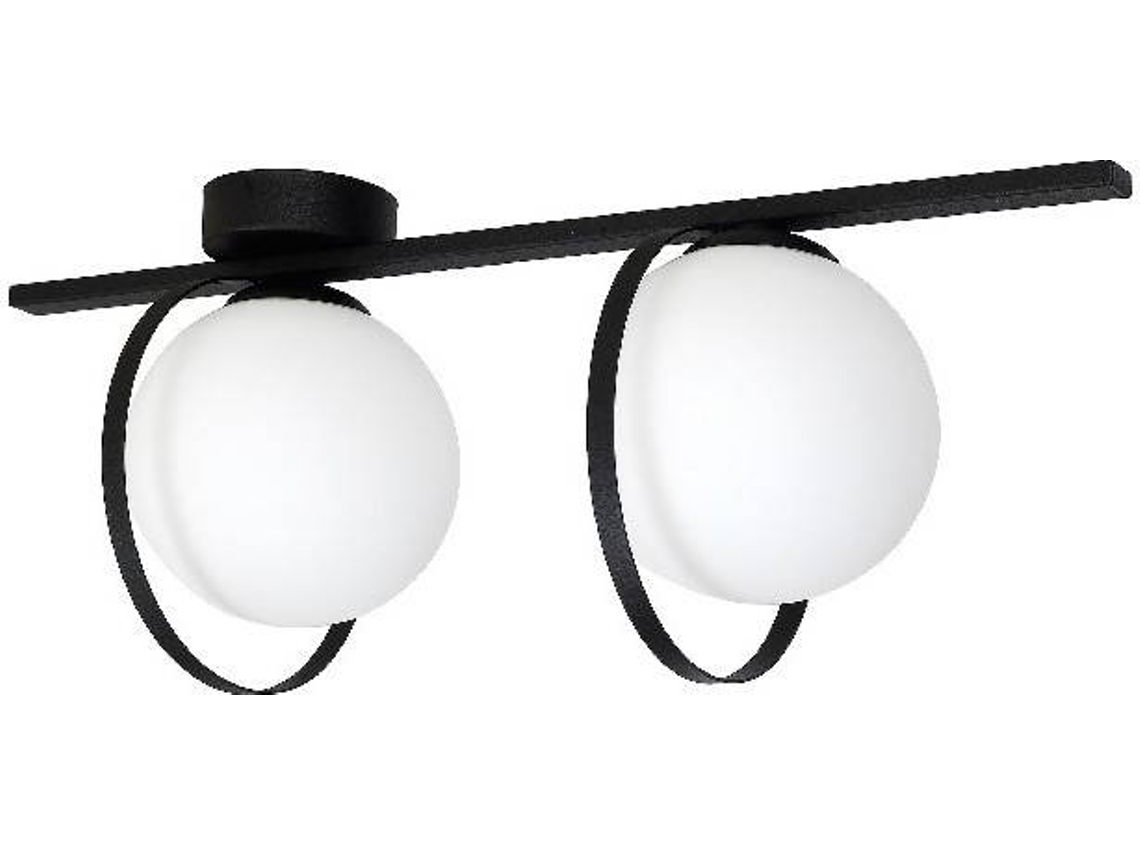 Lampára de Pared HOMEMANIA (Negro-Metal, Vidrio-19 X 21 X 53 Cm)
