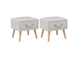Mesas-De-Cabeceira LOVELY HOME Mesinha 2 Pcs 40X35X40 Cm Couro Artificial Branco