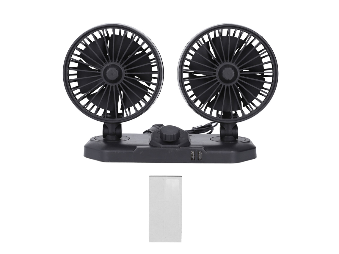Ventilador para coche USB de 12 V con función oscilante, 2 velocidades y rotación de 360°.