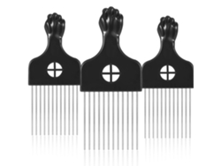 Peine afro metálico para trenzas, peine desenredante para pelucas y peinado (cuadrado)