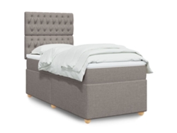 Cama Box Spring Con Colchón Tela Gris Taupe 90x190 Cm