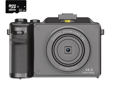 Cámara digital EZII CDX9 48MP F2.2 18X multiplicación Pantalla de 3 pulgadas 4K Regalo de cumpleaños gris 32G