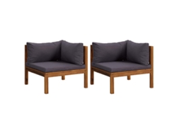 Maison Exclusive - Sofá De Esquina 2 Uds Madera Maciza Acacia Cojines Gris Oscuro