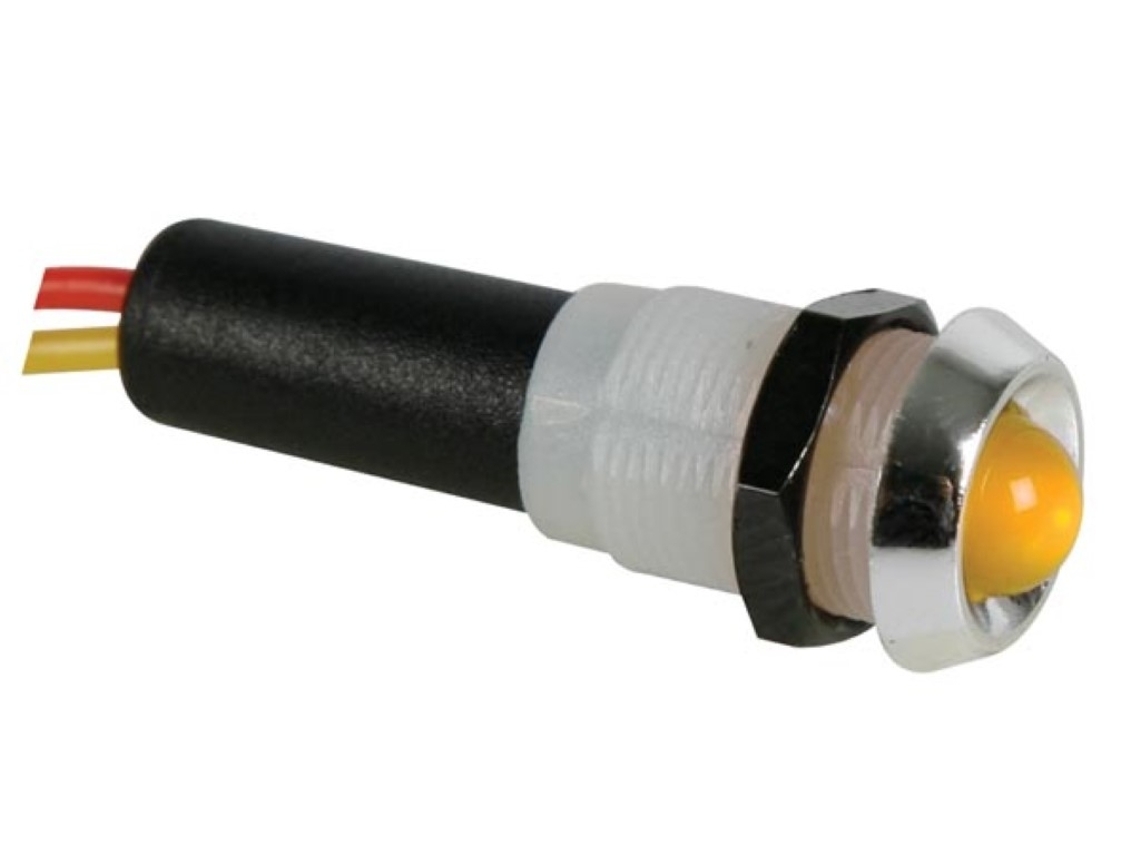 Lámpara LED amarilla Velleman de 24 V con carcasa cromada