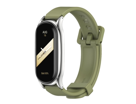 Correa Smartwatch para Xiaomi Mi Band 8 Mijobs Plus Funda de Silicona (Verde Ejército Plata)