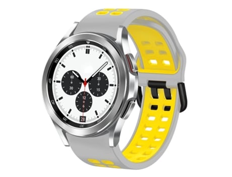 Correa de reloj inteligente para Samsung Galaxy Watch 4 Classic 42 mm 20 mm Silicona transpirable bicolor (gris + amarillo)