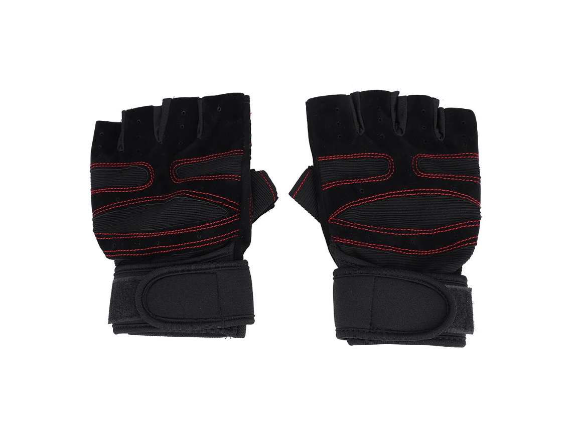 Guantes de levantamiento de pesas para gimnasio, puños ajustables, para ejercicio, fitness, deportes, color negro, talla XL