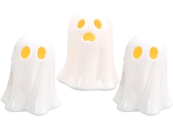 Figura De Fantasma Halloween Con Luz Led Juego 3 Adorables Miniaturas Coleccionables Para Casas Encantadas Repisas