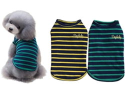 2 camisetas elásticas de algodón a rayas para perros y gatos.