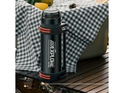 Negra Botella Térmica Acero Inoxidable 1200ml Gran Capacidad A Prueba Fugas Portátil Doble Pared Aislamiento Vacío Agua Caliente 72h Senderismo