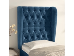 Cabecero Con Orejas De Terciopelo Azul Oscuro 83x23x118/128 Cm