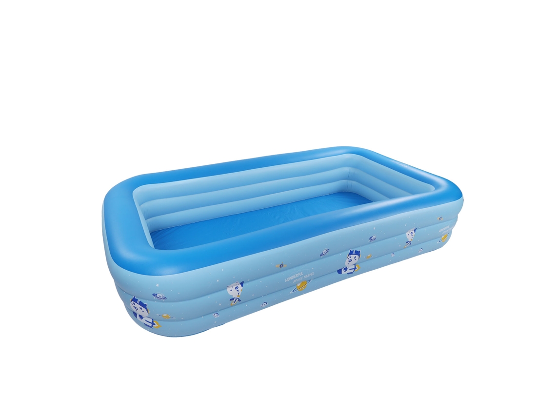 Piscina hinchable de PVC, gruesa, portátil, azul y blanca, para niños y adultos, sin marca.