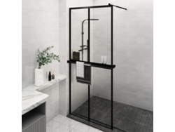 Mampara De Ducha 100x195 Esg Vidrio/Aluminio Negro Wsd654203 Adorável Casa