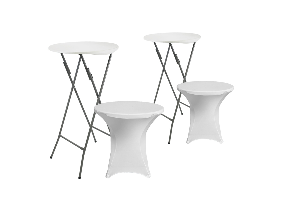 Set 2 Mesas Plegables Redondas Con Fundas Para Catering 61x105cm 7house