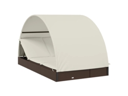 Tumbona Lounger con Techo Redondo para 2 Personas Ratán PE Marrón