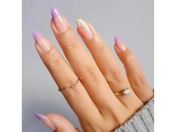 Consejos Para Uñas Postizas Florales Largas Y Removibles En Morado Claro Y Blanco Para Manicura Casera.