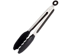 Pinzas De Cocina De Acero Inoxidable Con Silicona Resistente Al Calor Y Cierre Inteligente, 18 Cm, Color Negro.