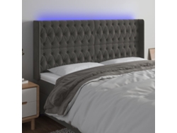 Cabecero Con Led De Terciopelo Gris Oscuro 183x16x118/128 Cm
