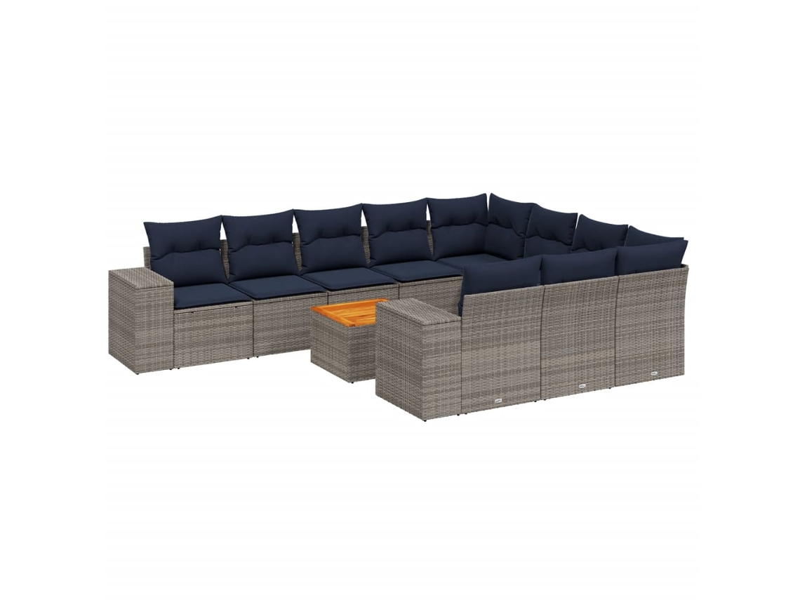 Maison Exclusive - Conjunto De Sofá De Jardín De 11 Piezas Con Cojines, Poliratán Gris