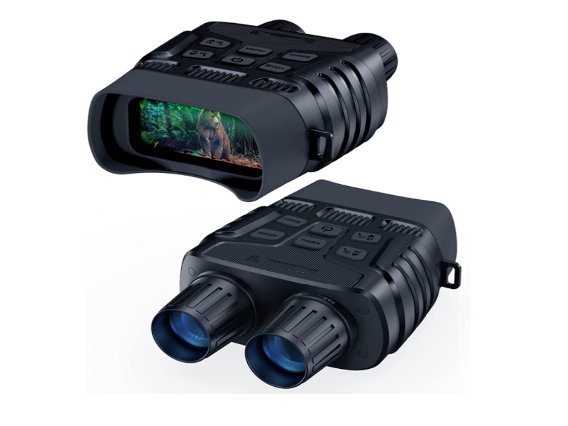 Binoculares de visión nocturna para 100% de oscuridad. Guarda fotos y videos con audio. Gafas de visión nocturna infrarrojas de 4 x 35 mm Yizhood (negras).