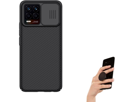 Funda Realme 8 4G Camshield Nillkin con Protección Cámara Slide y Popsocket Multifunción Negro