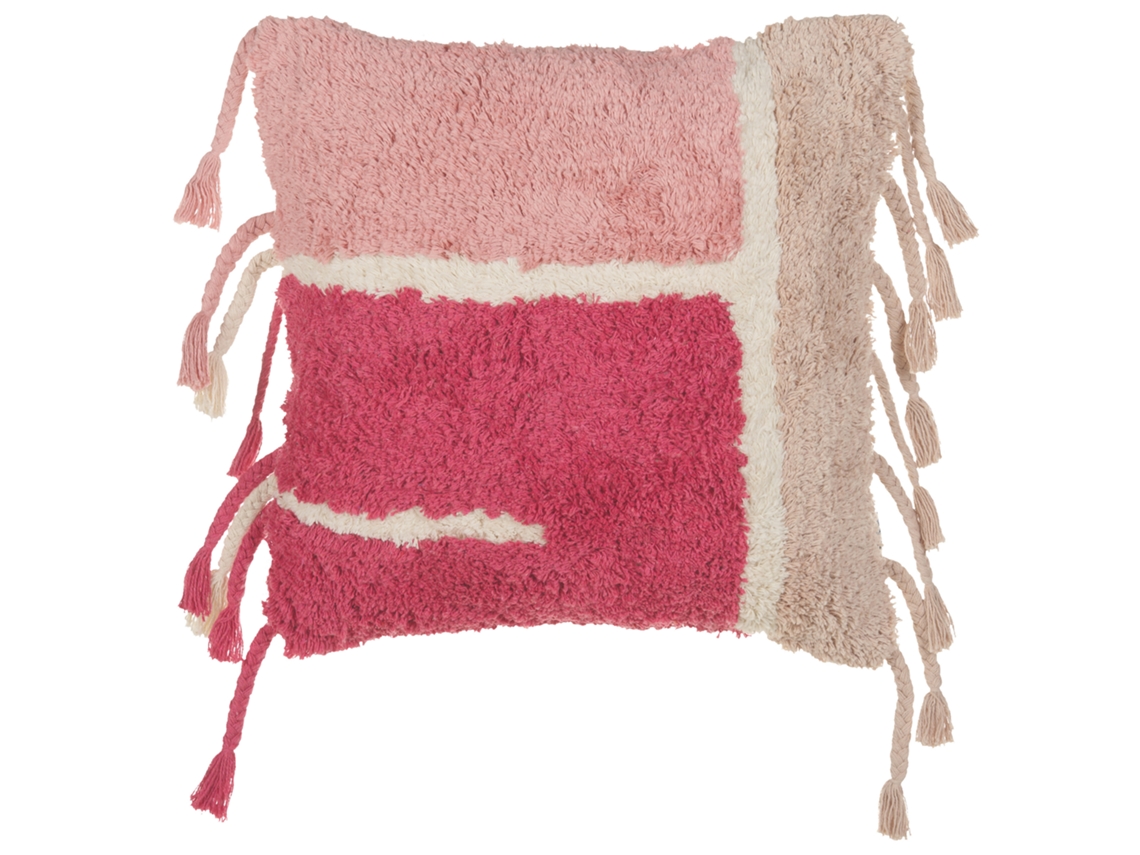 Cojín de estilo boho BELIANI Bistorta de Algodón Rosa 45x45x14