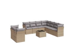 Conjunto 10 de sofás jardín con cojines beige VIDAXL ratán sintético