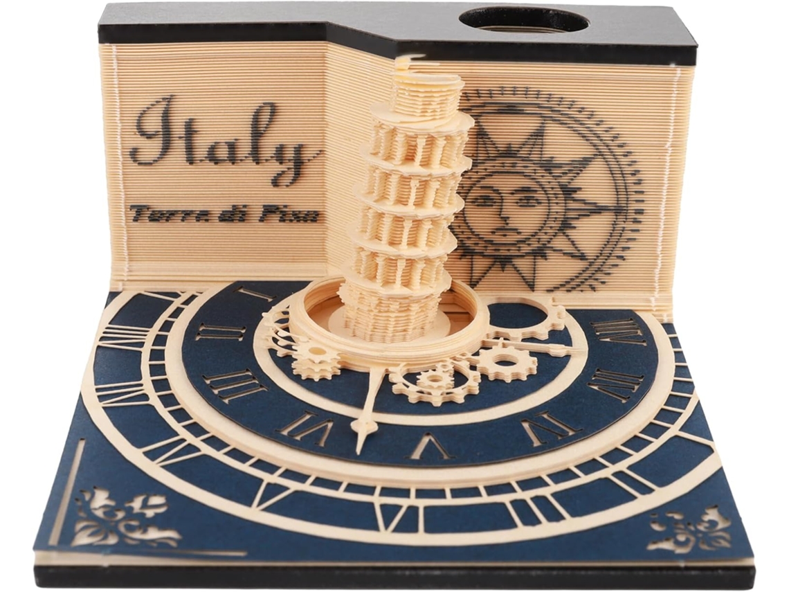 Bloc de notas Eifson DIY 3D, 170 notas, escultura de papel hecha a mano (Torre inclinada)