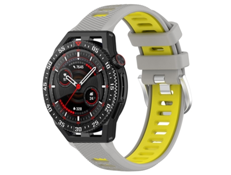 Correa de reloj inteligente para Huawei Watch GT3 SE Correa deportiva de silicona de 22 mm con hebilla de acero bicolor (gris + amarillo)