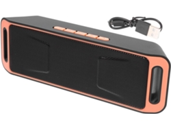 Altavoz Inalámbrico Portátil Naranja Con Mini Subwoofer, Altavoz Compacto