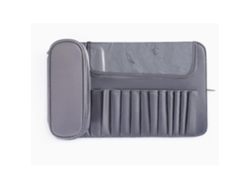 Bolsa portátil para brochas de maquillaje, estuche enrollable de viaje con espacio para 20 brochas, color gris (solo bolsa)