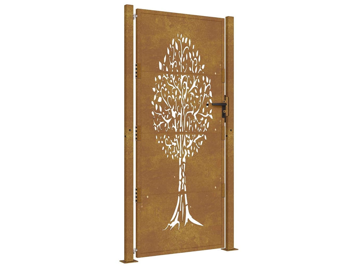 Maison Exclusive - Puerta De Jardín 100x175 Cm De Acero Corten Con Diseño De Árbol