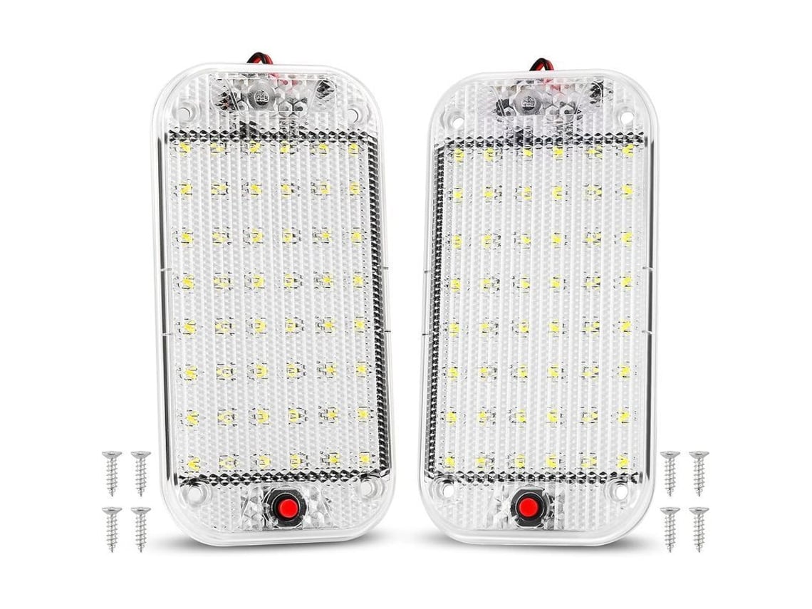 2026 - Luzes LED internas 12V 48 LEDs com interruptor para van, camping e barco (2 peças) Linjou