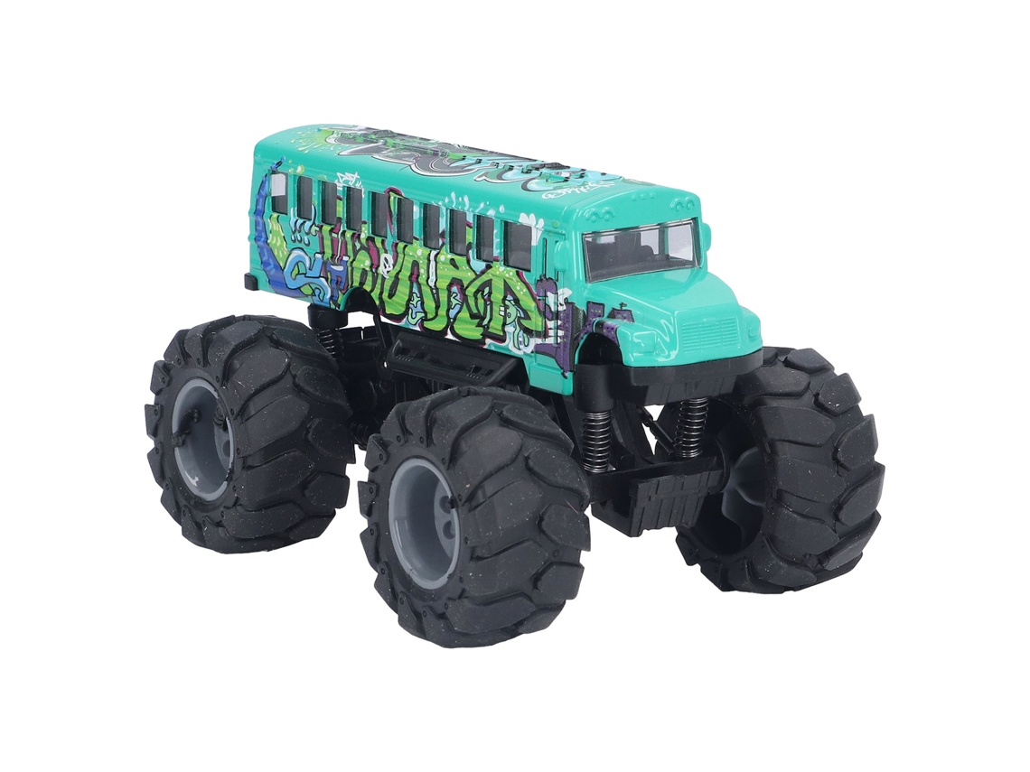 Brinquedo Ônibus Escolar Com Recuo 1:43 Modelo Liga Rodas Grandes Grafite Verde