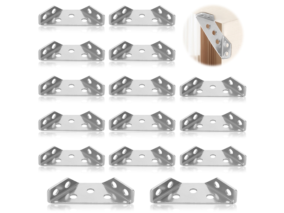 Soporte triangular de acero inoxidable, 20 piezas de soportes angulares triangulares, placa de reparación de muebles de acero inoxidable para gabinete