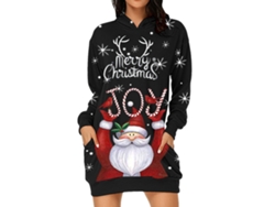 Omni-vestido Sudadera Con Capucha Para Mujer De Navidad Manga Larga Suelta Casual Negro Hombre Viejo M