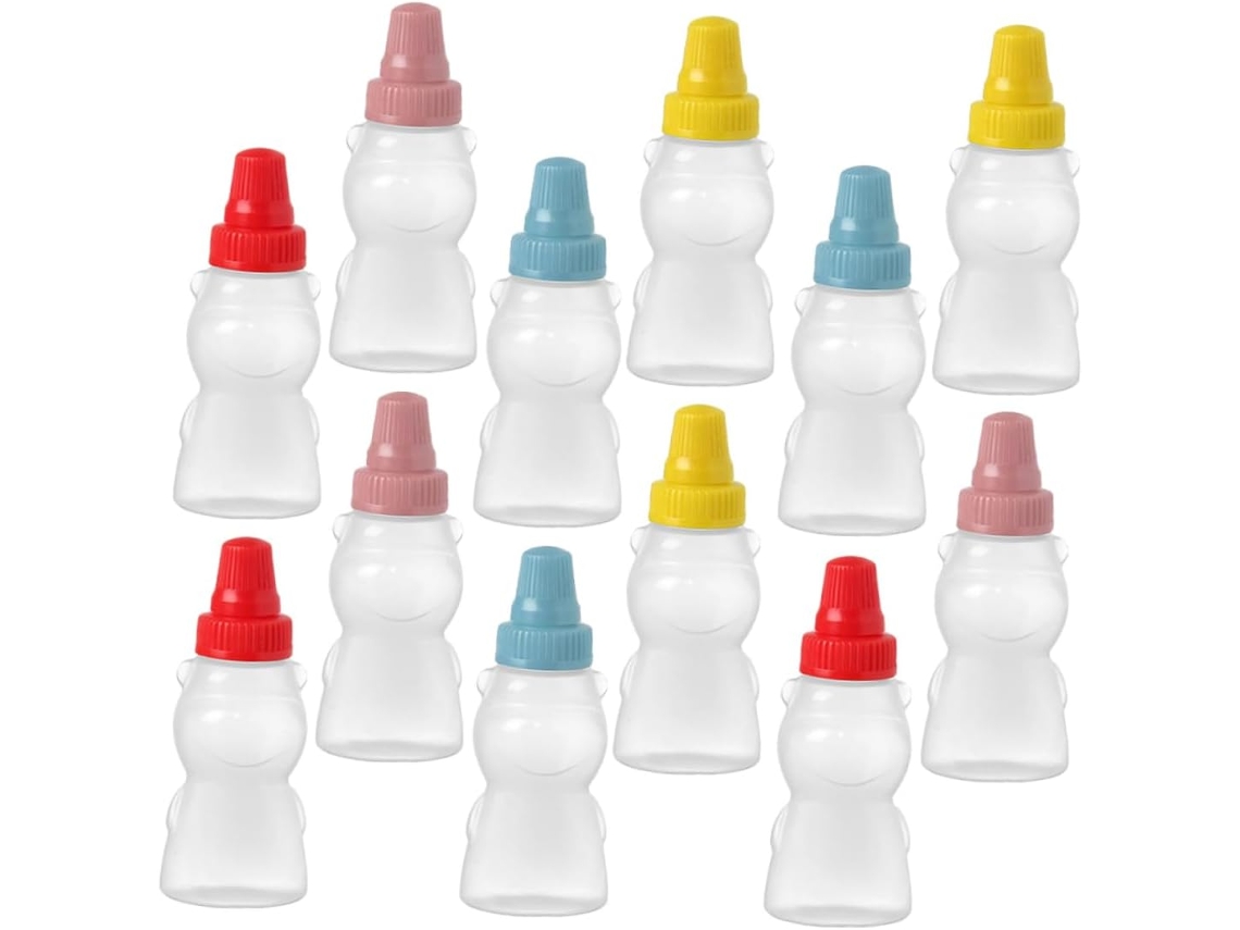 Juego De 12 Botellas Miniatura Con Forma De Oso Para Salsas, Ideales Para Kétchup Y Pepinillos.