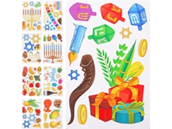 Láminas de pegatinas decorativas de Hanukkah para ventanas, pegatinas electrostáticas festivas para decoración de paredes y Slowmoose