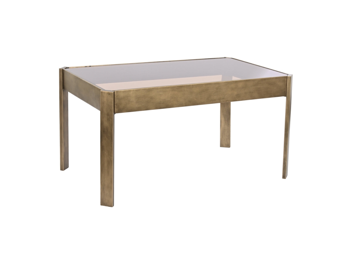 Mesa Centro Metal Cristal Dorado 102x62x53cm