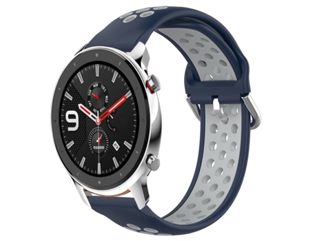 Correa Smartwatch para Amazfit GTR 4 Pro 22mm Silicona Deportiva Perforada Transpirable (Azul Medianoche + Gris)