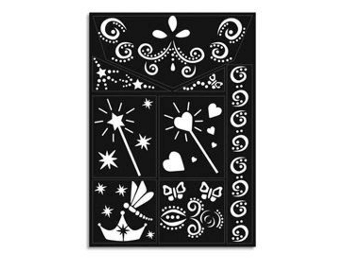 Set de 4 plantillas de maquillaje temáticas - OZI - Piratas, Selva, Gato y Mariposas, Hadas