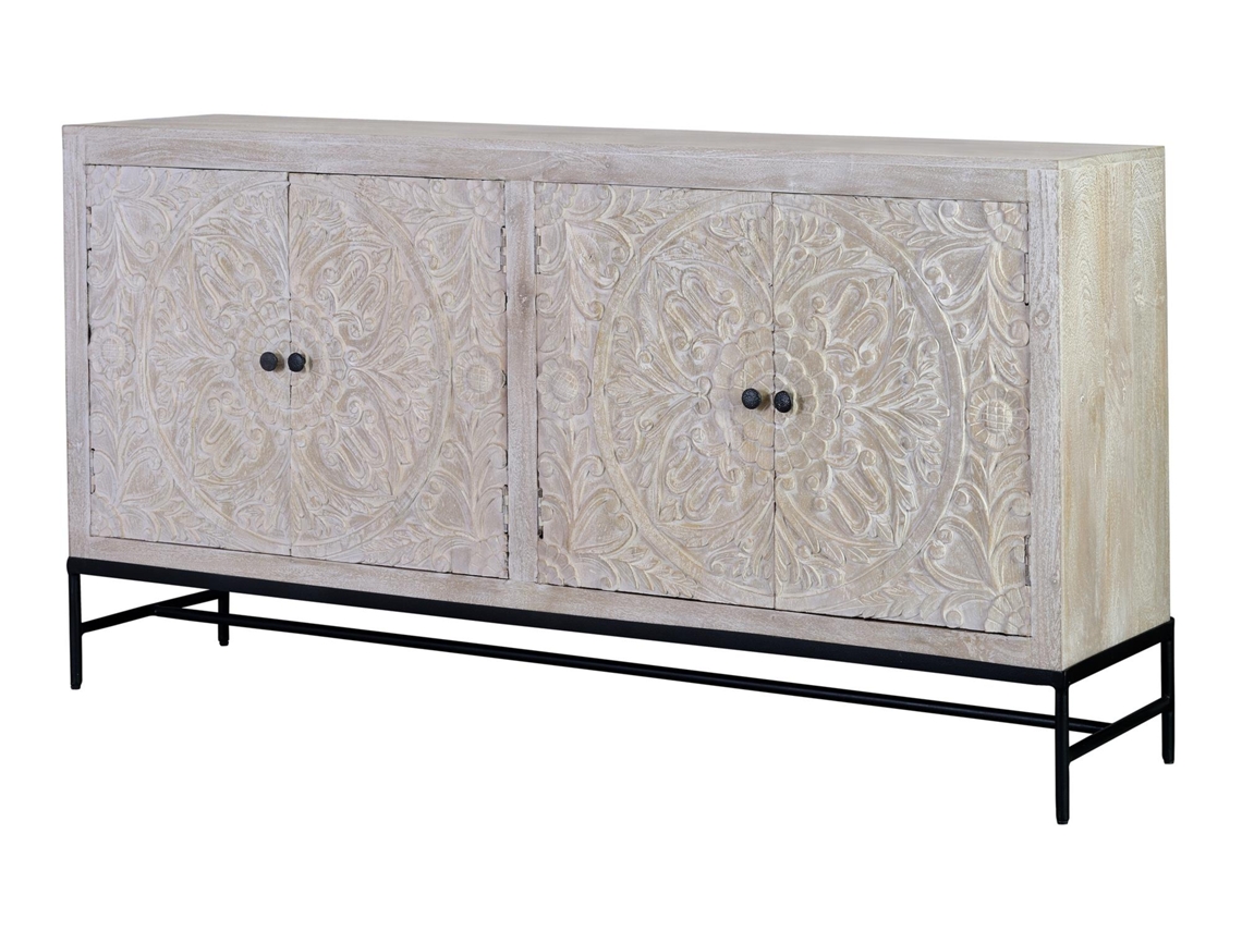 Mueble de Madera de Mango Blanca Envejecida 90X170X39 GINER Y COLOMER