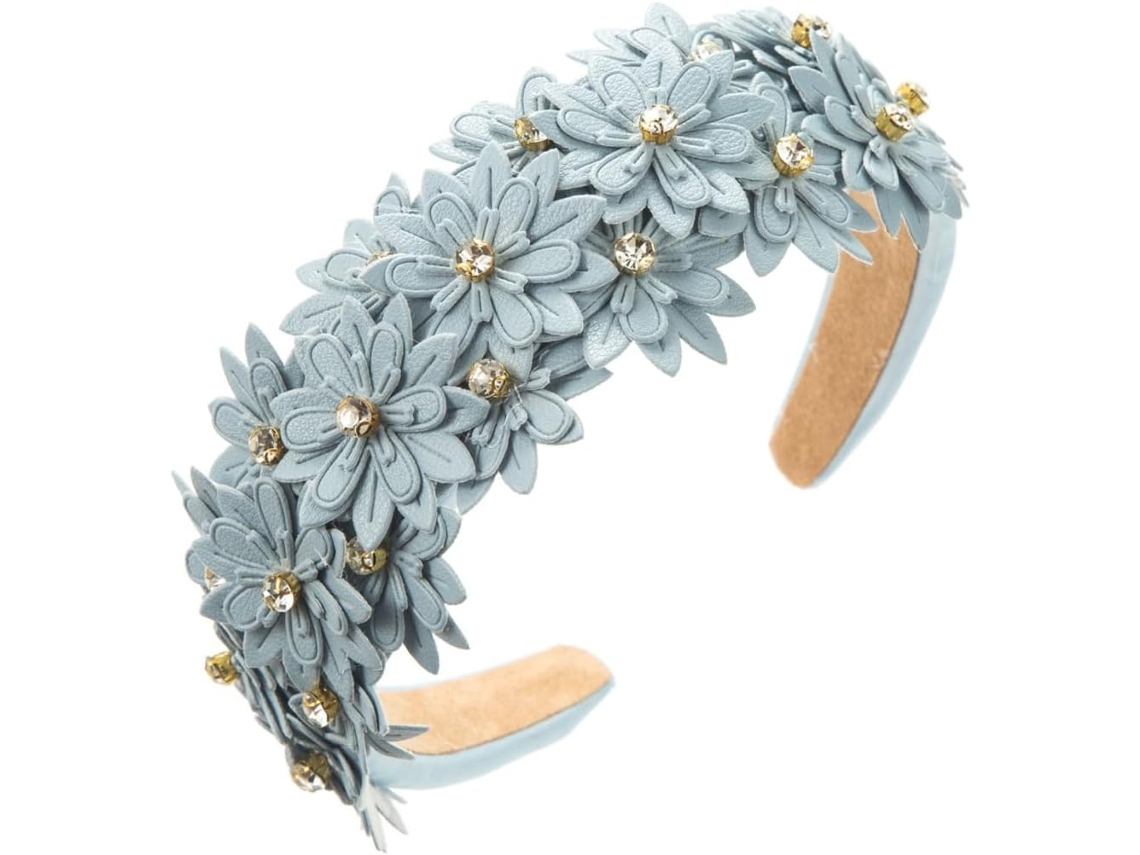 Diadema De Cuero Con Múltiples Capas De Flores - Suave Y Cómoda. Adecuada Para Varios