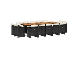 Maison Exclusive - Set Comedor De Jardín Con Cojines 15 Pzas Ratán Sintético Negro