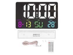 2026-reloj Digital De Pared Led Rgb Con Control Remoto, Brillo Ajustable, Calendario, Temperatura Y Alarma Grande Para Dormitorio Dc5v Blanco