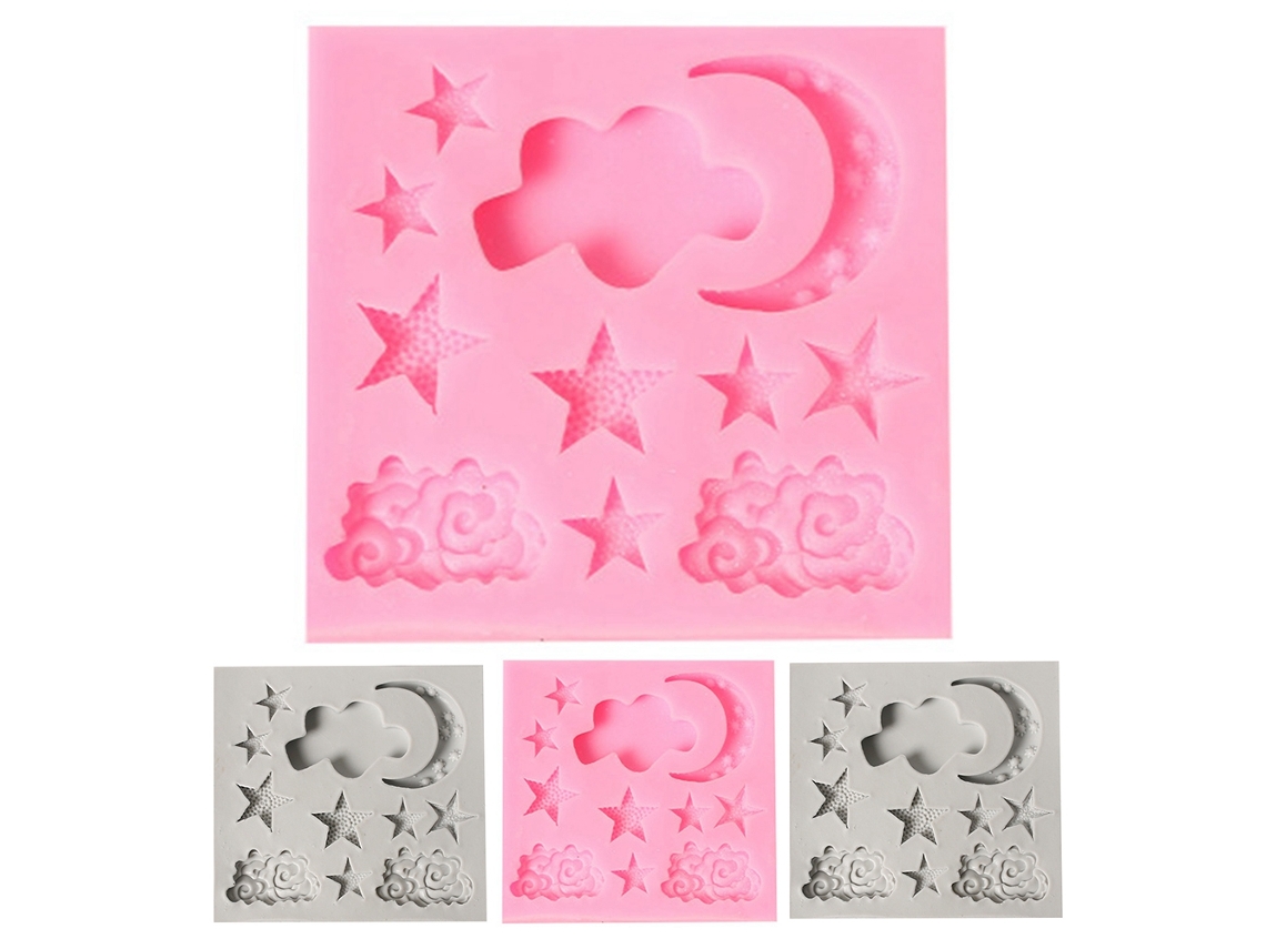 Molde De Silicona Para Pasteles Estrellas Luna Nubes Para Hornear Chocolate Diy
