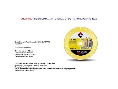 Rubi disco diamante rescate rsq 115 mm superpro 30900