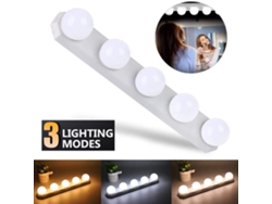 Espejo de maquillaje LED portátil, recargable por USB, 3 modos de iluminación para baño y tocador