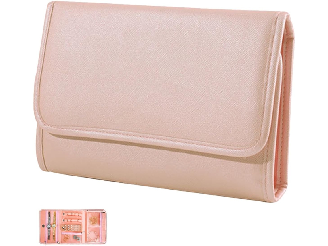 Organizador Plegable Estuche Ligero Fácil Transportar Joyas Fabricado Pu Poliéster Ideal Viajes Guardar