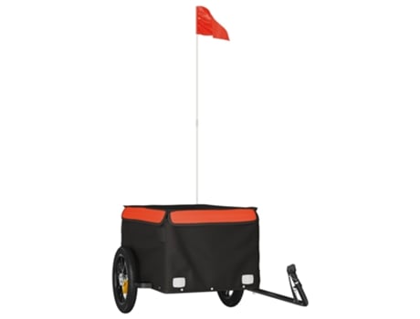 Remolque de carga VIDA XL para bicicleta hierro negro y naranja (30 kg)
